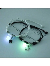 2 Piezas Pulsera Luminosa Al Estilo Coreano Para Amistad De Mujeres, Niñas, Hombres, Parejas