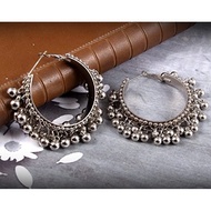 Designer Trendy Earings Silver Plated Hanging Oxidised Metal Traditional Small Ghungroo Hoop Earrings for Girls Women
