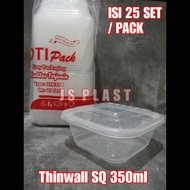 (ISI 25SET) Thinwall 350ml Kotak Microwave Oven Safe - Thinwall 350ml Square - Kotak makan 350ml