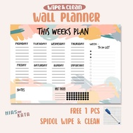 Wall planner weekly planner daily planner aesthetic color UK A3 & A4 (free 1 pcs wipe&clean marker)