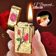HỘP QUẸT BẬT LỬA DUPONT XĂNG ĐÁ KHẮC NỎI HOA HỒNG