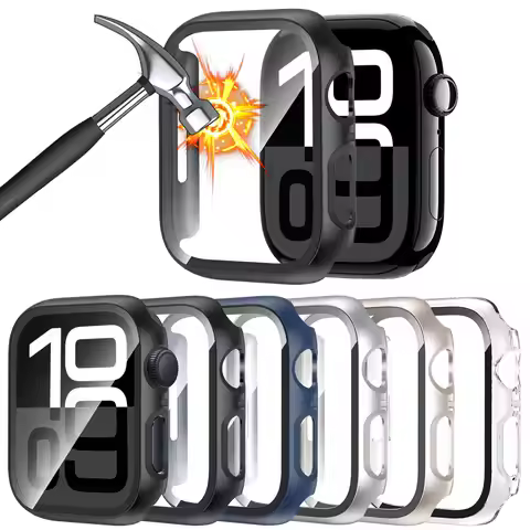 Glass+Case for Apple Watch Case 40mm 41mm 44mm 45mm 42mm 38mm Accessories Screen Protector Cover iwa