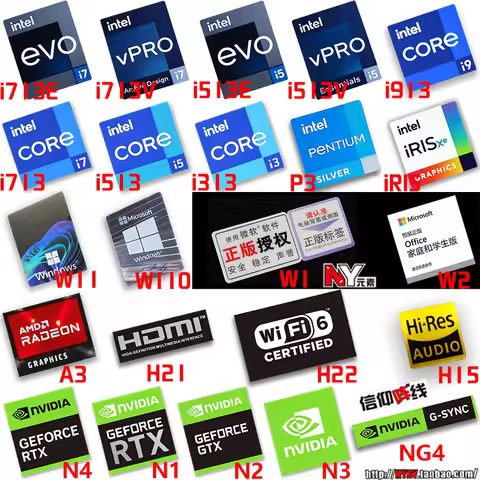 i9 i5 i7 i5 Vpro i3 Evo G-SYNC Win Hi-Res Sticker Label Decal For Laptop Desktop Computer Tablet Per