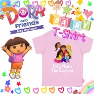 DORA Tshirt baju baby Dora the explorer Add Kid Name Cotton summer fashion baju Budak perempuan cute cartoon t-shirt