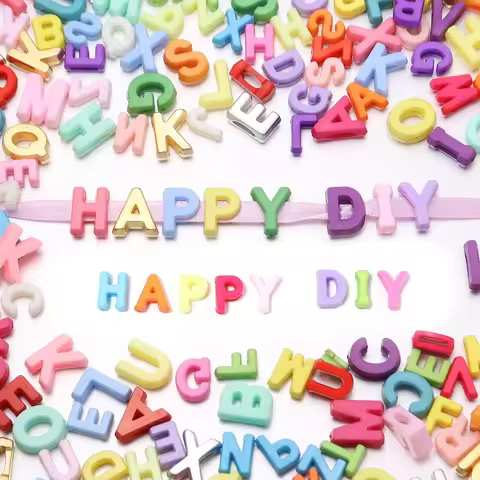 100/200Pcs 9x12mm 12X15mm Alphabet Letter Shape Beads for Jewelry Making Bracelets Necklaces Key Cha