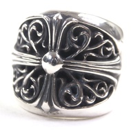 成色極佳 ▼ CHROME HEARTS 經典橢圓十字架 925 銀戒指，日本尺寸 21（約），重 40.51 克，男士配件