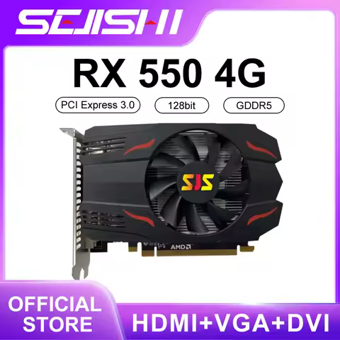 SEJISHI RX 550 4GB GDDR5 Graphics Card RX550 Mining Gaming Card 128Bit PCI-E X16 1500MHz Video Card 