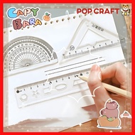 PC Ruler Protractor Grid Ruler Transparent Plastic Ruler Set ATK Stationery AT38