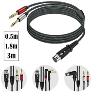 XLR Female to Dual 6.3mm Male Y-Type Audio Cable|90 Degree Elbow|Canon to TRS Stereo Head Audio Adap