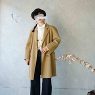 尋寶古著-素雅駝色系連袖毛料cashmere大衣外套
