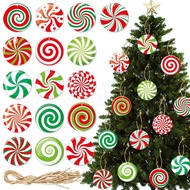 16Pcs Xmas Tree Gift Boxes Candy Ornaments / New Year Xmas Home Party Lollipop Decor / Colorful Christmas Candy DIY Hanging Pendant / Christmas Balls Paper Hanging Tag with Rope