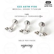 Medical-Grade Titanium G23 ASTM F136 Beads Labret Stud Earring Piercings 8mm 16G Titanium Earring