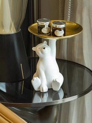 1 個輕奢北極熊鑰匙收納托盤適用於門廳、客廳桌面裝飾裝飾品、咖啡桌電視櫃裝飾品