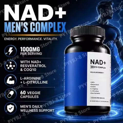 NAD+ Supplement for Men, 60 Veggie Capsules, Cellular Energy & Antioxidant Support, CoQ10 & Resverat