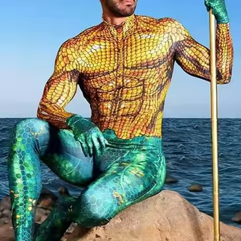 Halloween Aquaman Cosplay Costume Superhero Arthur Curry Orin Zentai Bodysuit Suit Jumpsuits Adult
