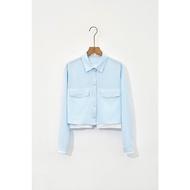 Áo Sơ Mi Nữ Dáng Croptop Vai Chờm Phối Màu VIEN TRAN V61H25Q005