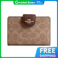 Coach | กระเป๋าสตางค์มีซิปมุมกลาง CW786 IMXHE กระเป๋าเป้ลำลอง