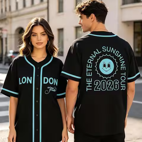 Ariana Grande The Eternal Sunshine Tour Baseball Jersey Button Down Loose Men Women Shirt Casual Des
