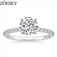 ZOESKY 925 Sterling Silver 1.25 CT Round Solitaire Cubic Zirconia Engagement Ring Halo Promise Ring 