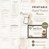 Digital Product Planner Bundle | Canva Editable Printable Business Workbook & Launch Planner