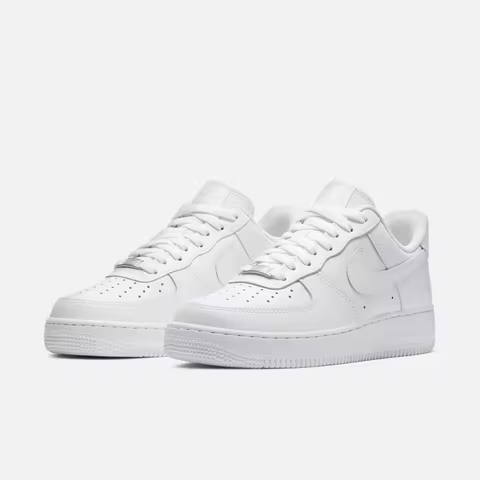 Nike Air Force 1 Leather Classic Retro Style Durable Low-Top Sneakers For Women In Pure White DD8959