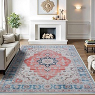 8x10 Area Rugs for Living Room, Vintage Soft Large Machine Washable Rug, Non-Slip Stain Resistant Fl