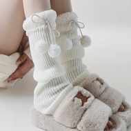 Cute lolita Leg Warmers Japanese Style Autumn Winter Lamb Wool Fuzzy Ball Warm Fuzzy Sock Covers jk 