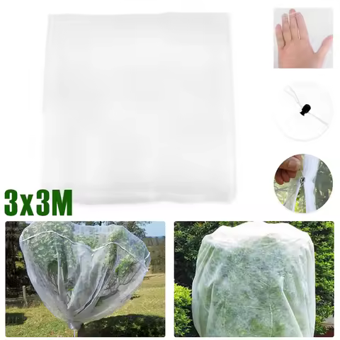 3x3M Fruits Tree Netting Cover Polyethylene Plant Bird Netting with Zipper and Drawstring Large Gard