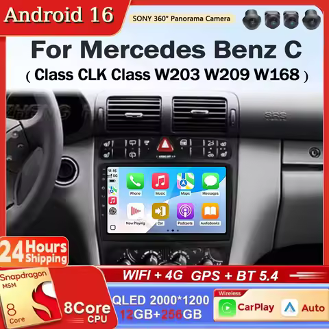Android 16 8core Autoradio For Mercedes Benz C Class CLK Class W203 W209 W168 W209 Navi GPS 2din And