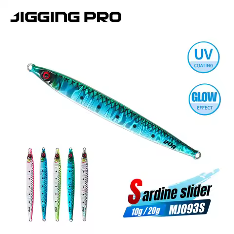 JIGGING PRO 10g 20g Sardine Slider Micro Jigs Saltwater Fishing Shore Jigging Lure Metal Jig