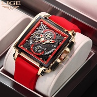 LIGE Luxury New Men Watch Waterproof Square Quartz Watch For Man Date Sport Hollow Watch Jam Tangan 