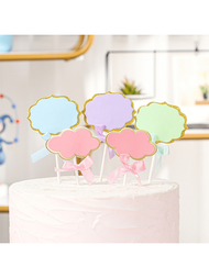 簡易紙質DIY蛋糕裝飾，可描寫，適用於假期派對、甜點、杯子蛋糕、生日蛋糕插牌。