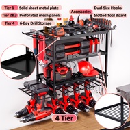 GSlife ที่วางเครื่องมือติดผนังหลายชั้น มีลิ้นชัก พร้อมตะขอและช่องสล็อต สำหรับจัดเก็บในโรงรถ