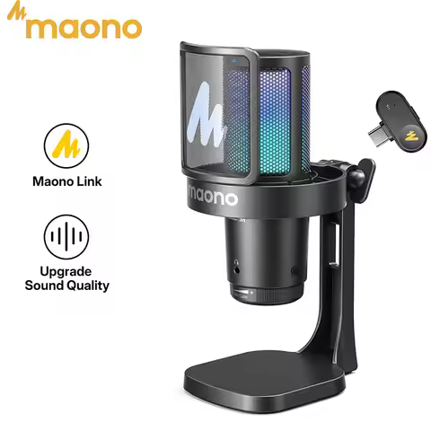 MAONO DGM20W Wireless & USB Microphone USB Gamer Microphone - Noise Reduction RGB Lighting Clear Voi