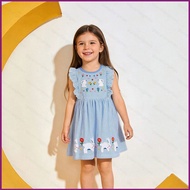YT2 Rabbit Embroidery Girls Dress Knitted Cotton Sleeveless Princess Dress YT2