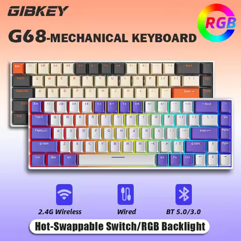 G68 Wireless Gaming Mechanical Keyboard Hot-Swappable Bluetooth Keyboard 68 keys RGB Light custom fo