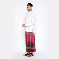 Sarung BHS Classic Gold Motif Kombinasi Salur Mutiara Merah Hitam