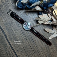 MORGAN MG058黑皮女裝花花腕錶