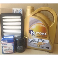 PROTON SUZUKI ERTIGA OIL FILTER + AIR FILTER + KOYOMA 20W50 MINERAL ENGINE OIL