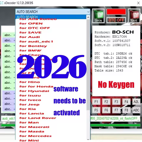 2026 Version XDecoder 12.7 License Full Activated ECU Files PK Xdecoder 10.3 DTC Remover Car Error C