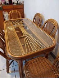此組桃園區‼️藤製一桌六椅餐桌椅組