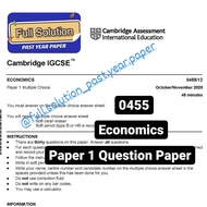 Cambridge IGCSE 0455 Economics Past Year [Question Paper + Mark Scheme]