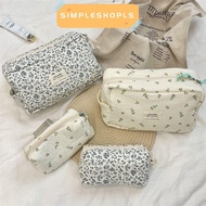 SIMPLESHOPLS Makeup Bag, Begonia Flower/Rose Handheld Cosmetics Bag, Large Capacity Floral Print Han