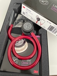 3M Littmann 經典III型醫用聽診器 5868 Black-Finish Chestpiece, stem and headset, Burgundy Tube 平行進口 (美國製造正貨)