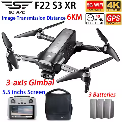 SJRC F22 S3 XR Professional Drone 5.5" Screen Control GPS 5G WIFI FPV 6KM 4K HD Dual Camera Quadcopt