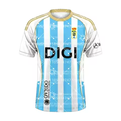 Latest popular Real Oviedo Away Jersey T-shirt - Men's and Women's Casual, Fashionable, Daily Wear, 