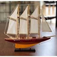 Mô Hình Du Thuyền Gỗ Atlantic sơn màu đỏ/vàng, mô hình gỗ tự nhiên, lắp ráp sẵn 1st FURNITURE bằng