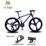 CT-BIKE Mountain Bike 26  with 21 Speed Road MTB Bicycle (Three Blade Rim Wheels)