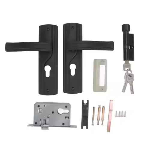 Bedroom Door Handle Lock Keys Set Black Bedroom Door Lock Set Silent Bearing Manganese Steel for Liv
