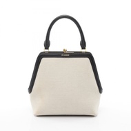 JIL SANDER GOJI SQUARE 手提包 帆布皮革 米色 黑色 二手 女士